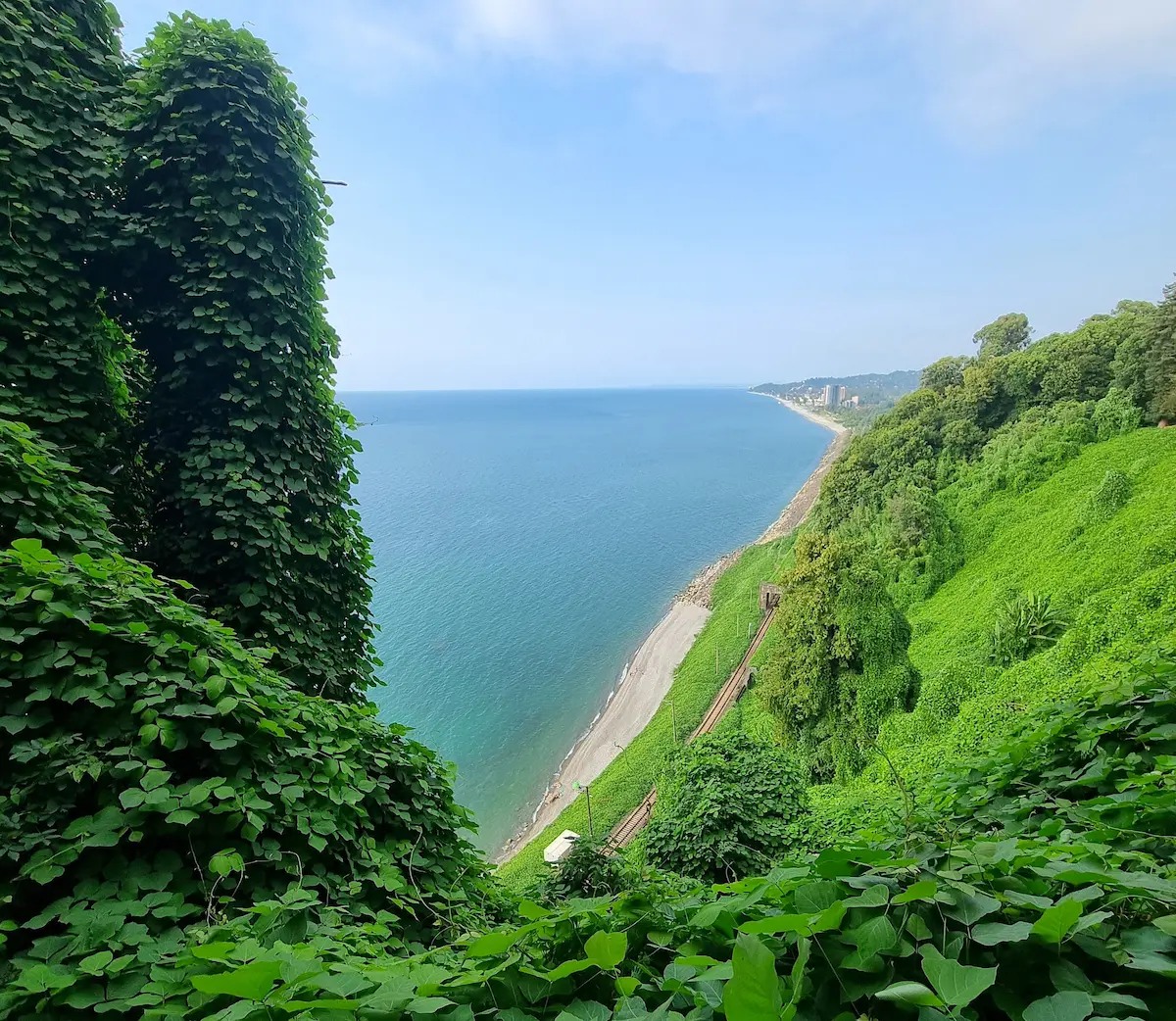 Aussicht auf das Schwarze Meer im Botanischen Garten Batumi
