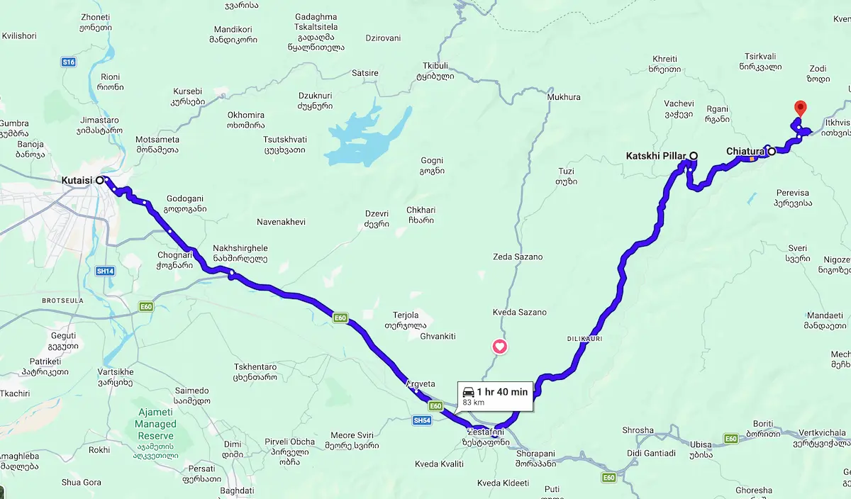 Chiatura Katskhi Route ab Kutaisi