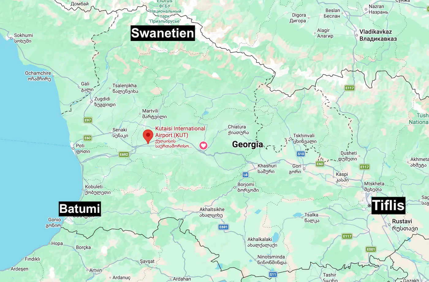 Lage des Flughafens Kutaisi in Georgien