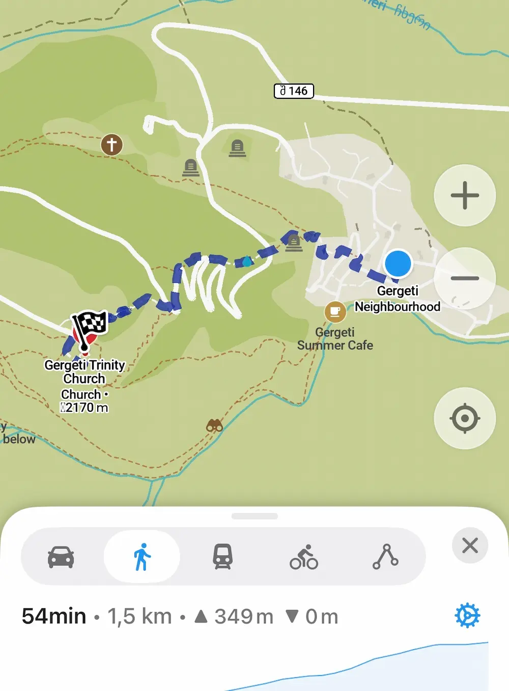 Karte 3: Waldweg Kazbegi Gergeti Kirche