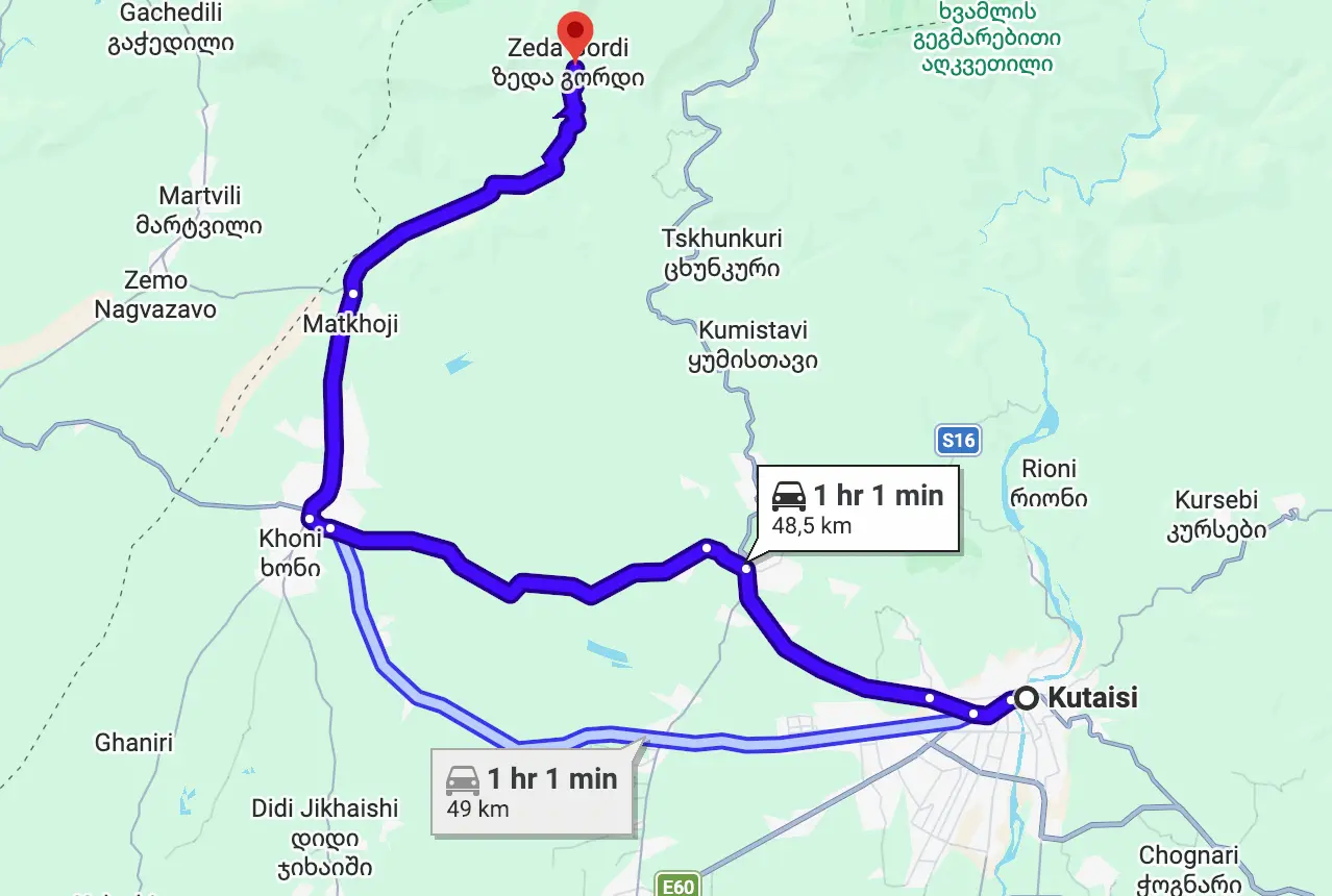 Kutaisi Okatse route