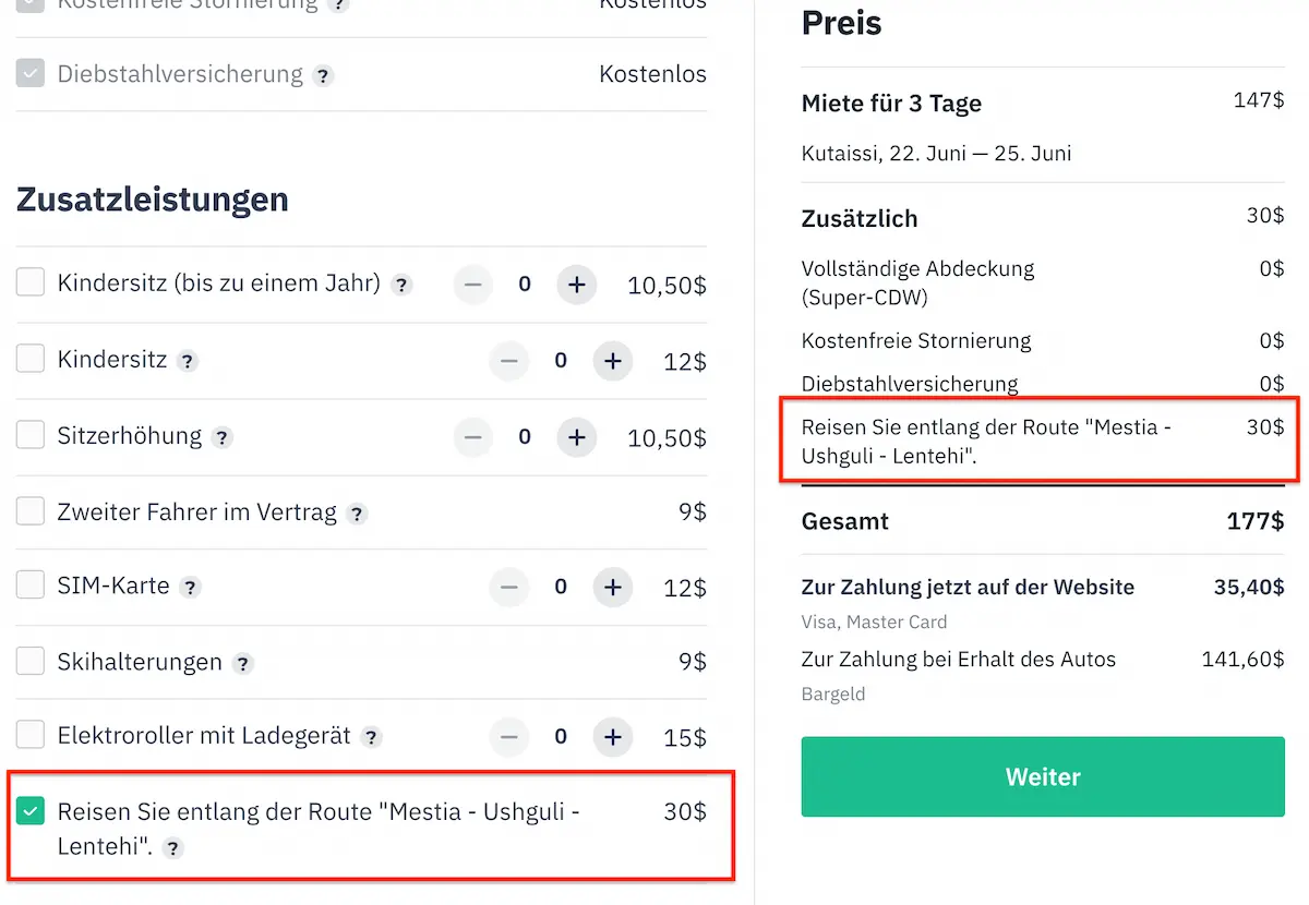 Mietwagen Flughafen Kutaisi Ushguli