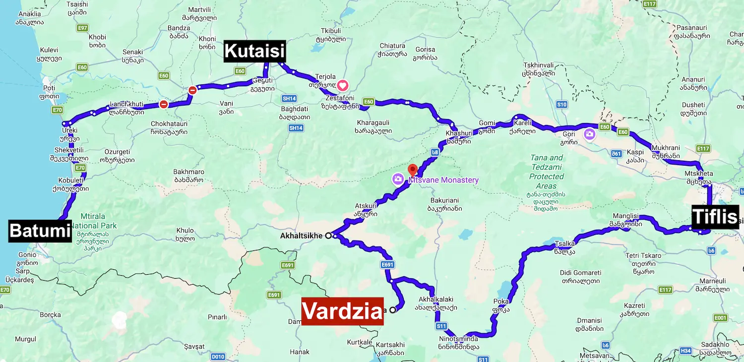 Asphaltierte Straßen nach Vardzia