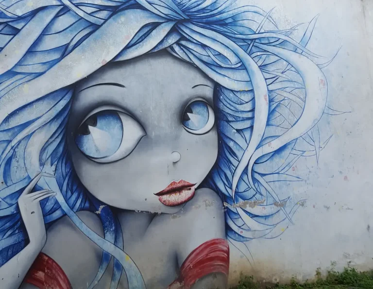 Kutaisi Street Art Mädchen große Augen